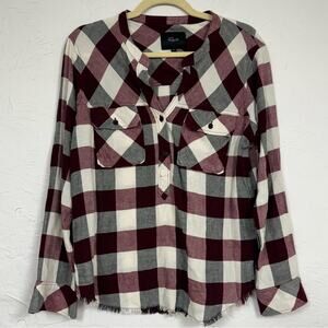 Rails Burgundy White Plaid Button Down Shirt Womens M Fall Casual Flannel Blouse